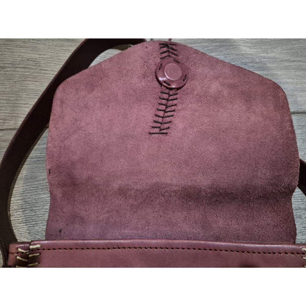 Vintage Leather Lucky Brand Purse In Brick Red Color Excellent Cond Magnet Close - Picture 5 of 9